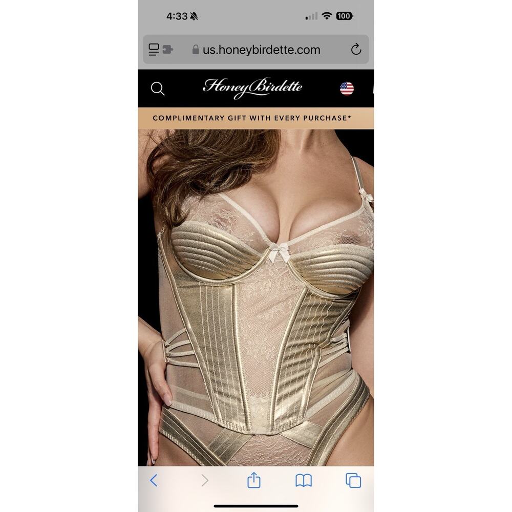 Honey Birdette, Marilyn,‎ Bustier, Ivory. Size 36D ￼